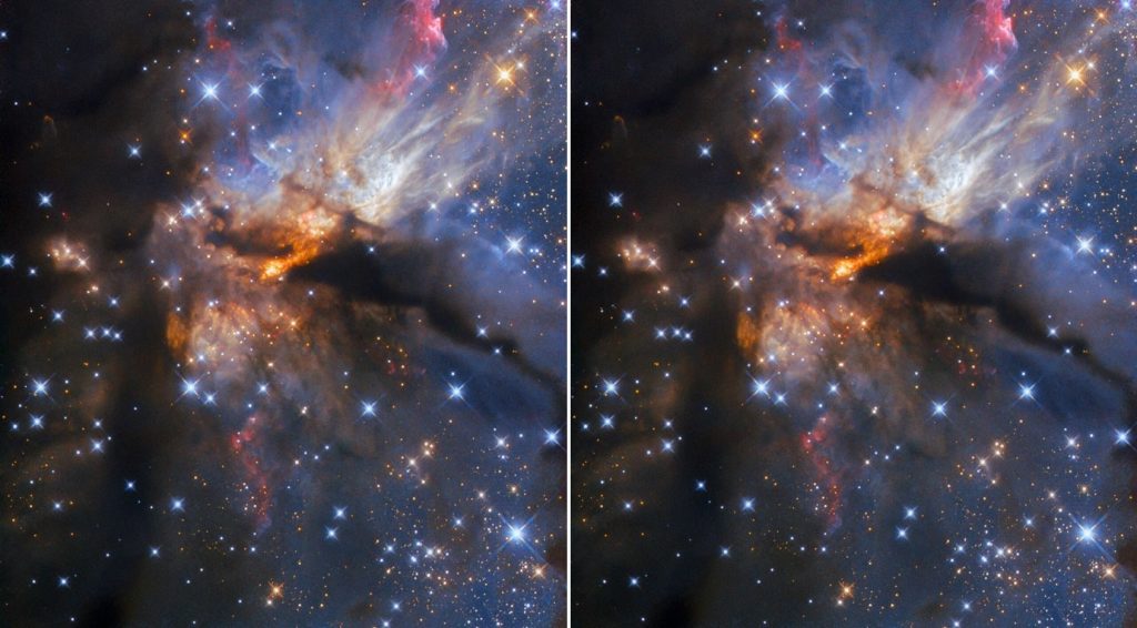 នេះជាតំបន់កកើតតារាយក្សក្មេងៗ ផ្តិតដោយតេឡេស្កូបអវកាស Hubble នេះជាតំបន់កកើតតារាយក្សក្មេងៗ ផ្តិតដោយតេឡេស្កូបអវកាស Hubble